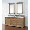 James Martin Vanities Savannah 72in Double Vanity, Driftwood w/ 3 CM White Zeus Quartz Top 238-104-5711-3WZ